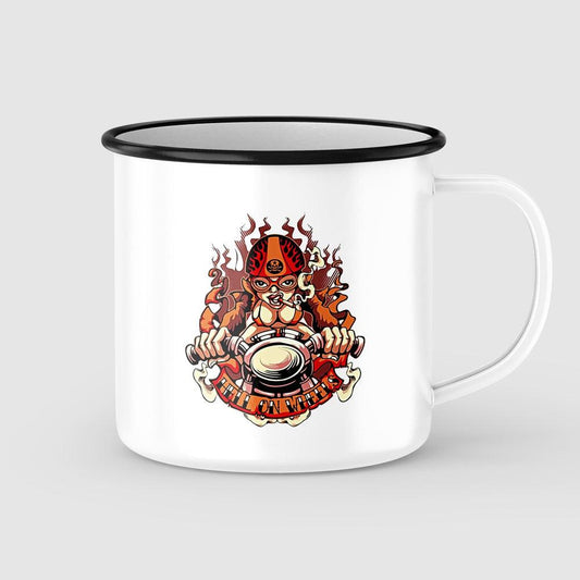 Hell On Wheel Motorcycle Pin-Up Vintage Emaljekrus-Krus-Vintage Garage-Garage Culture Shop- garage - man cave - merchandise