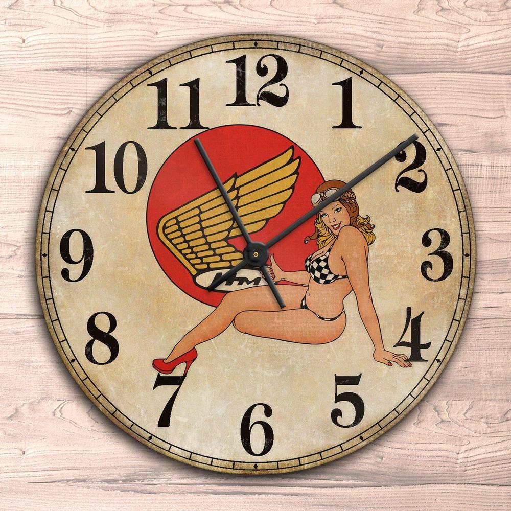 Honda Pin-Up Vintage Vægur Rundt-Clock-Honda-Garage Culture Shop- garage - man cave - merchandise