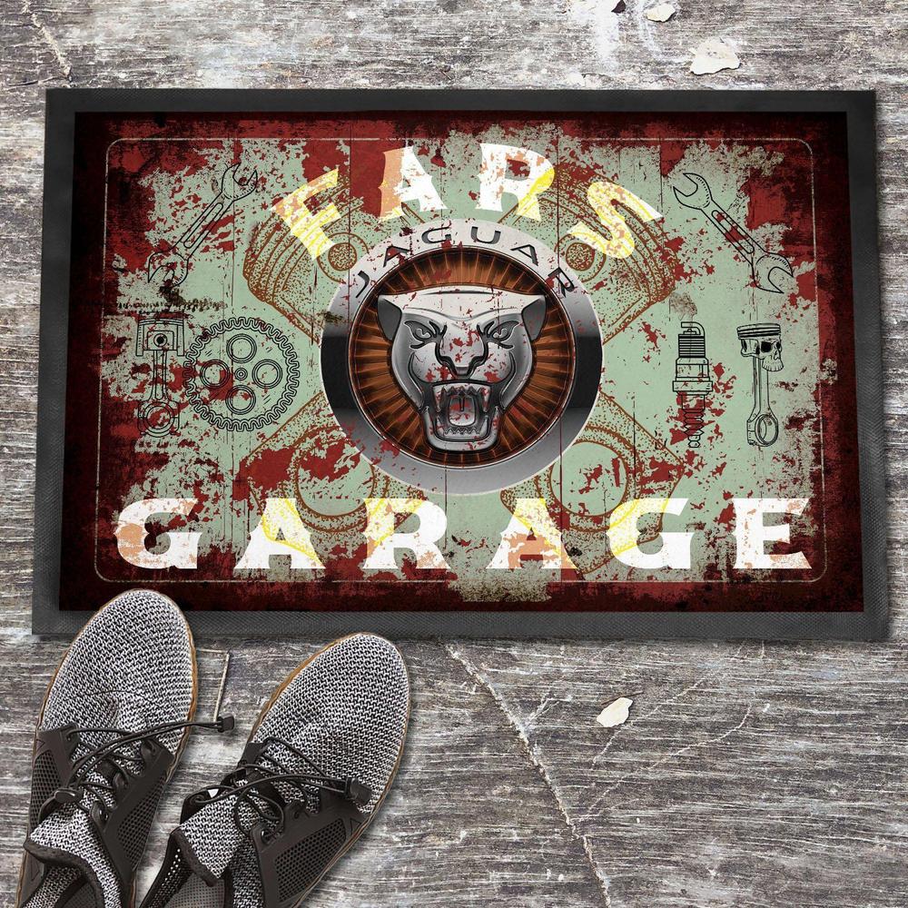 Jaguar Fars Garage Vintage Dørmåtte-Dørmåtte-Jaguar-Garage Culture Shop- garage - man cave - merchandise