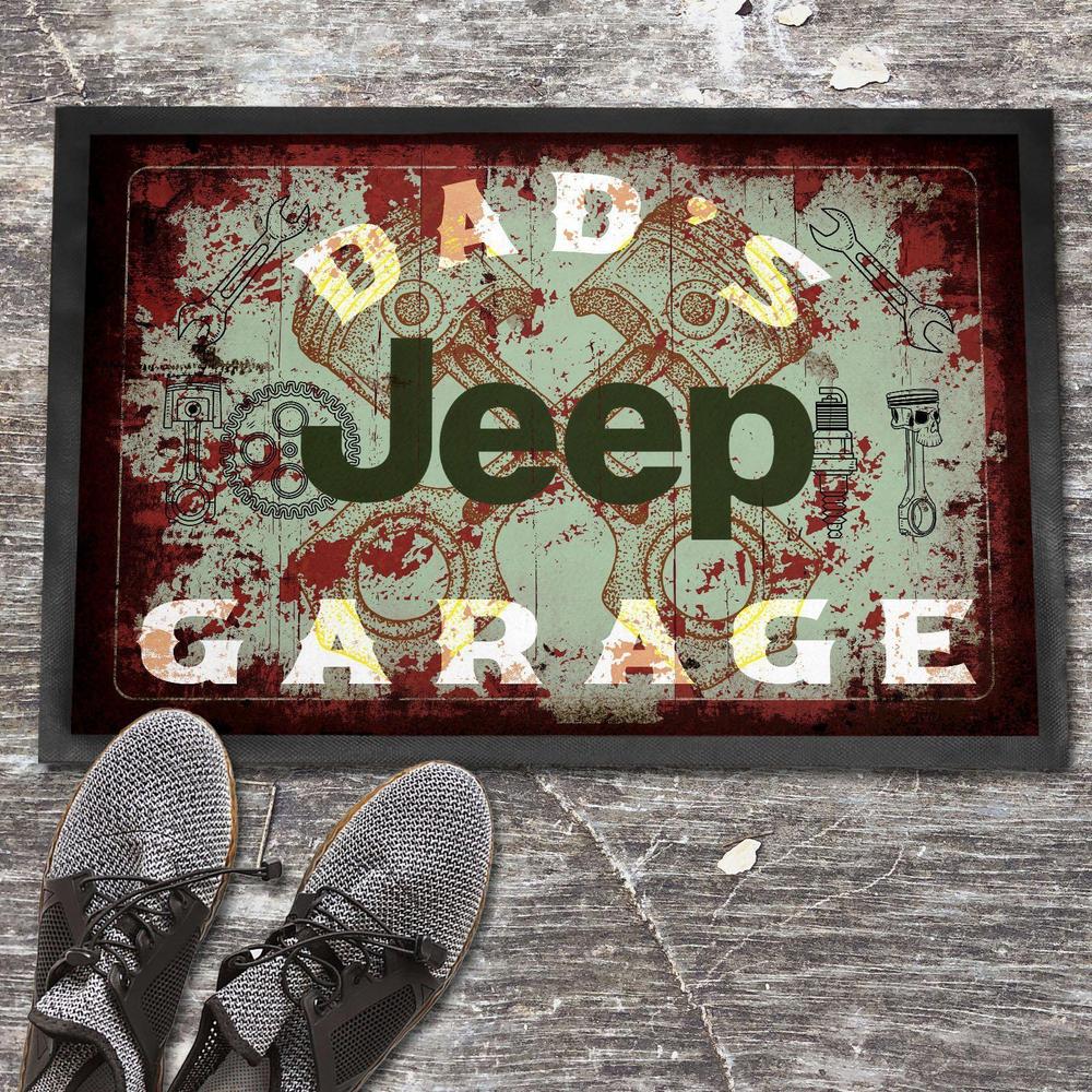 Jeep Dads Garage Vintage Dørmåtte-Dørmåtte-Jeep-Garage Culture Shop- garage - man cave - merchandise