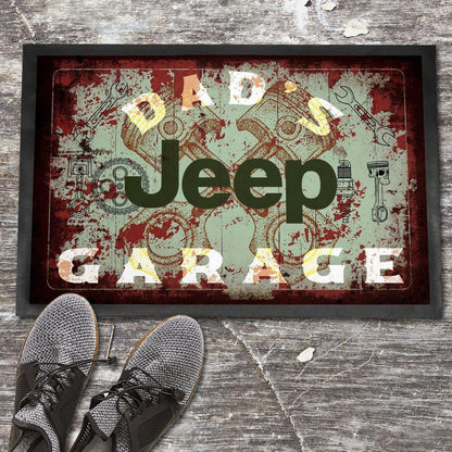 Jeep Dads Garage Vintage Dørmåtte-Dørmåtte-Jeep-Garage Culture Shop- garage - man cave - merchandise