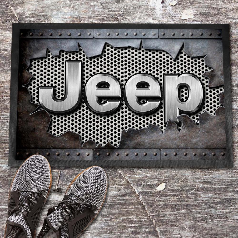 Jeep Metal Ripped Dørmåtte-Dørmåtte-Jeep-Garage Culture Shop- garage - man cave - merchandise