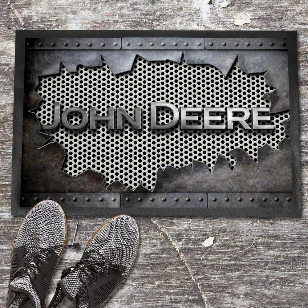 John Deere Metal Ripped Dørmåtte-Dørmåtte-John Deere-Garage Culture Shop- garage - man cave - merchandise