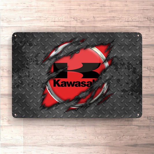 Kawasaki Ripped Dørmåtte-Dørmåtte-Kawasaki-Garage Culture Shop- garage - man cave - merchandise