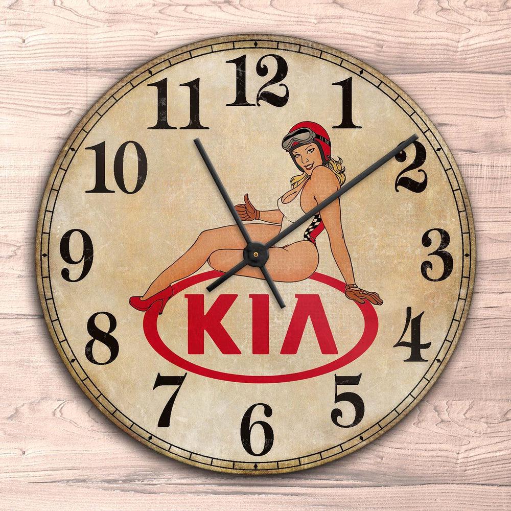 Kia Pin-Up Vintage Vægur Rundt-Clock-KIA-Garage Culture Shop- garage - man cave - merchandise