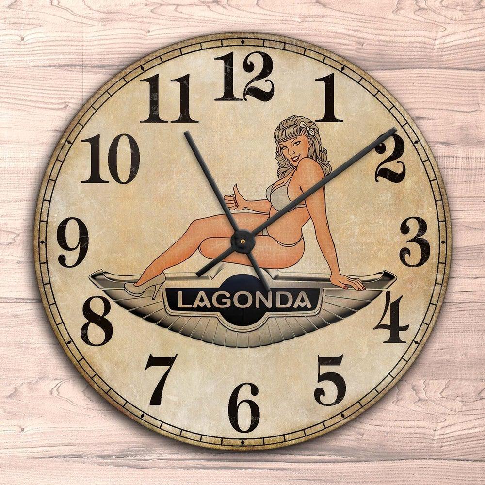 Lagonda Pin-Up Vintage Vægur Rundt-Clock-Lagonda-Garage Culture Shop- garage - man cave - merchandise