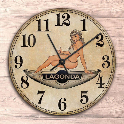 Lagonda Pin-Up Vintage Vægur Rundt-Clock-Lagonda-Garage Culture Shop- garage - man cave - merchandise