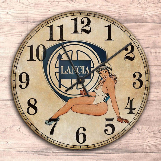 Lancia Pin-Up Vintage Vægur Rundt-Clock-Lancia-Garage Culture Shop- garage - man cave - merchandise