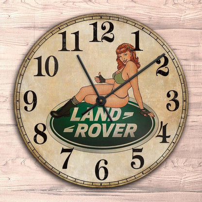Land Rover Pin-Up Vintage Vægur Rundt-Clock-Land Rover-Garage Culture Shop- garage - man cave - merchandise