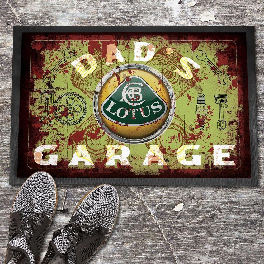 Lotus Dads Garage Vintage Dørmåtte-Dørmåtte-Lotus-Garage Culture Shop- garage - man cave - merchandise