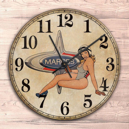 Marcos Pin-Up Vintage Vægur Rundt-Clock-Marcos-Garage Culture Shop- garage - man cave - merchandise