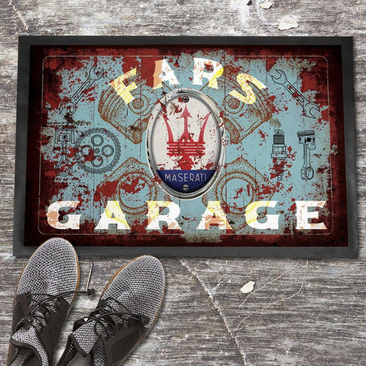 Maserati Fars Garage Vintage Dørmåtte-Dørmåtte-Maserati-Garage Culture Shop- garage - man cave - merchandise