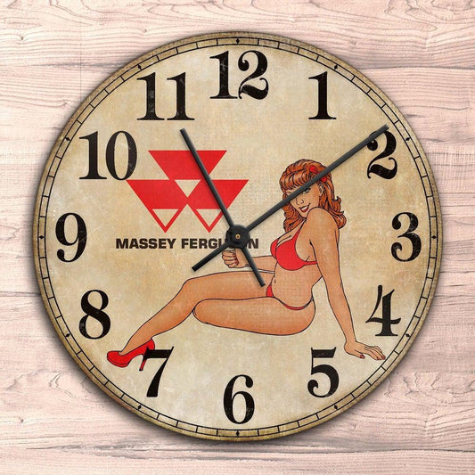 Massey Ferguson Pin-Up Vintage Vægur Rundt-Clock-Massey Ferguson-Garage Culture Shop- garage - man cave - merchandise