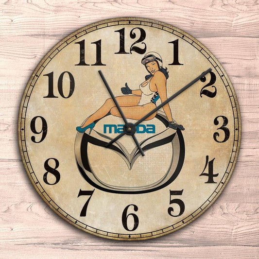 Mazda Pin-Up Vintage Vægur Rundt-Clock-Mazda-Garage Culture Shop- garage - man cave - merchandise