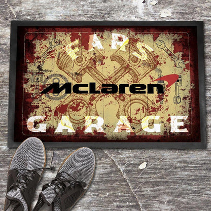 Mclaren Fars Garage Vintage Dørmåtte-Dørmåtte-McLaren-Garage Culture Shop- garage - man cave - merchandise