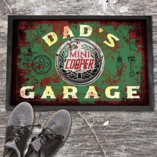 Mini Dads Garage Vintage Dørmåtte-Dørmåtte-Mini-Garage Culture Shop- garage - man cave - merchandise