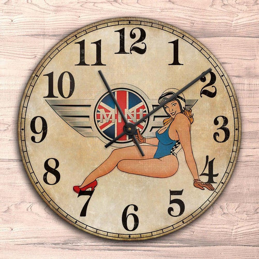 Mini Pin-Up Vintage Vægur Rundt-Clock-Mini-Garage Culture Shop- garage - man cave - merchandise