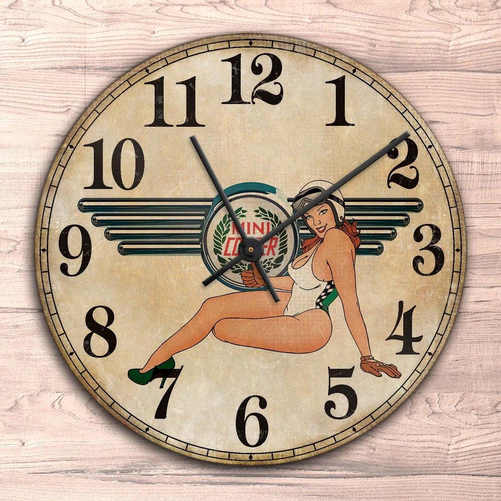 Mini Pin-Up Vintage Vægur Rundt-Clock-Mini-Garage Culture Shop- garage - man cave - merchandise