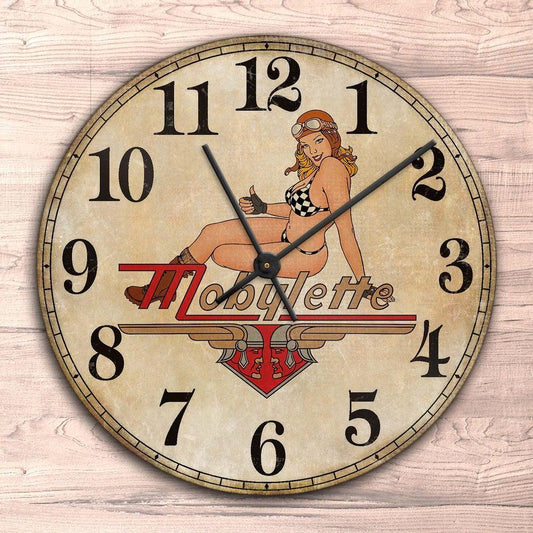 Mobylette Pin-Up Vintage Vægur Rundt-Clock-Mobylette-Garage Culture Shop- garage - man cave - merchandise