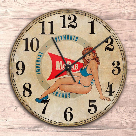 Mopar Pin-Up Vintage Vægur Rundt-Clock-Mopar-Garage Culture Shop- garage - man cave - merchandise