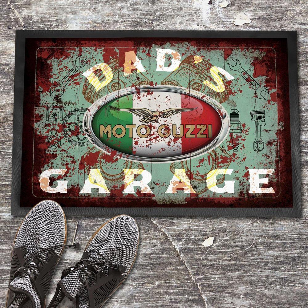 Moto Guzzi Dads Garage Vintage Dørmåtte-Dørmåtte-Moto Guzzi-Garage Culture Shop- garage - man cave - merchandise