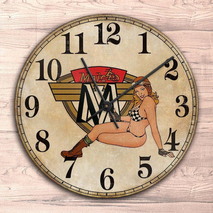 Moto Villa Pin-Up Vintage Vægur Rundt-Clock-Moto Villa-Garage Culture Shop- garage - man cave - merchandise