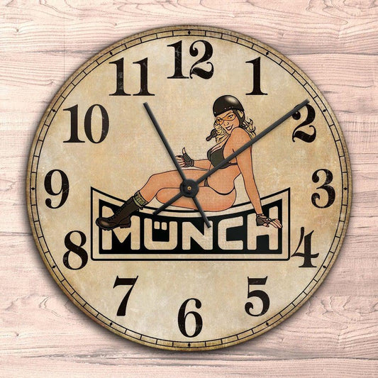 Munch Pin-Up Vintage Vægur Rundt-Clock-Munch-Garage Culture Shop- garage - man cave - merchandise