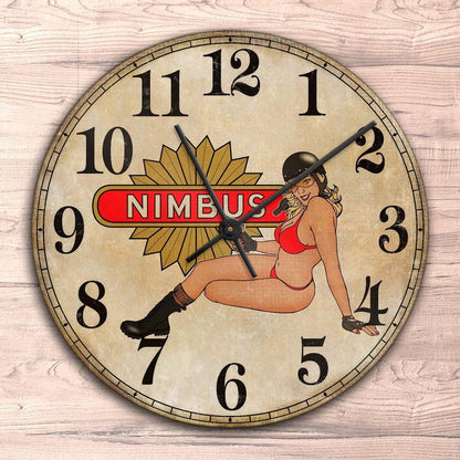 Nimbus Pin-Up Vintage Vægur Rundt-Clock-Nimbus-Garage Culture Shop- garage - man cave - merchandise
