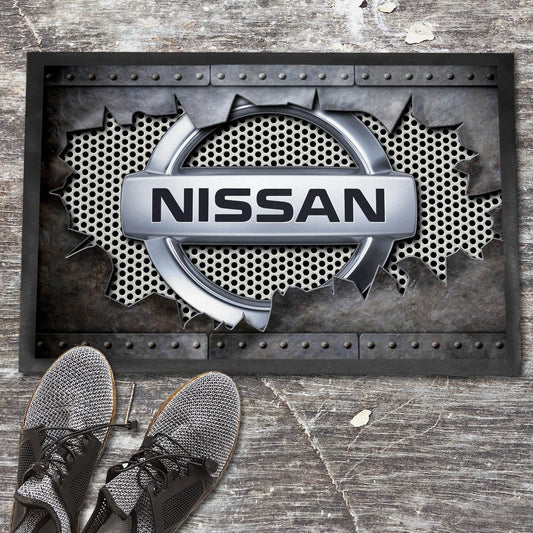 Nissan Metal Ripped Dørmåtte-Dørmåtte-Nissan-Garage Culture Shop- garage - man cave - merchandise