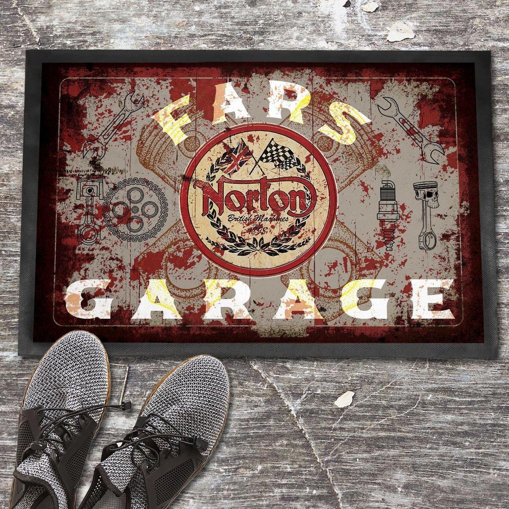 Norton Fars Garage Vintage Dørmåtte-Dørmåtte-Norton-Garage Culture Shop- garage - man cave - merchandise