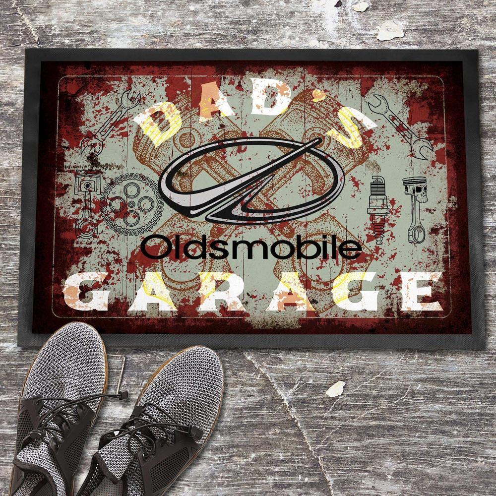 Oldsmobile Dads Garage Vintage Dørmåtte-Dørmåtte-Oldsmobile-Garage Culture Shop- garage - man cave - merchandise