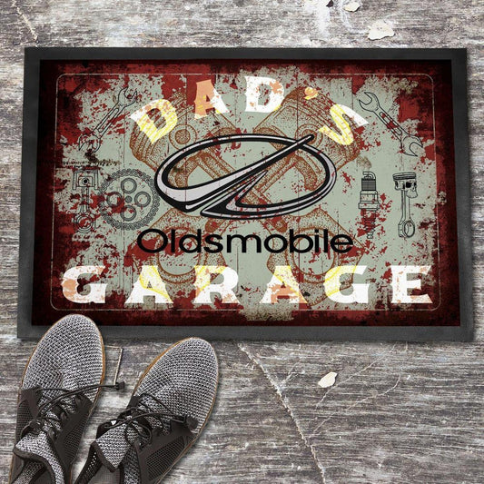 Oldsmobile Dads Garage Vintage Dørmåtte-Dørmåtte-Oldsmobile-Garage Culture Shop- garage - man cave - merchandise