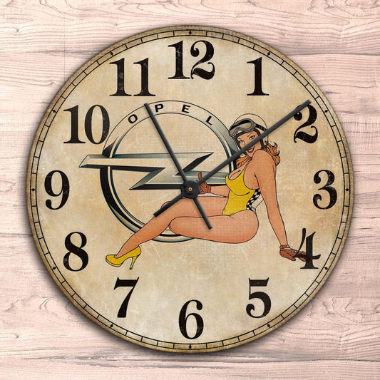 Opel Pin-Up Vintage Vægur Rundt-Clock-Opel-Garage Culture Shop- garage - man cave - merchandise