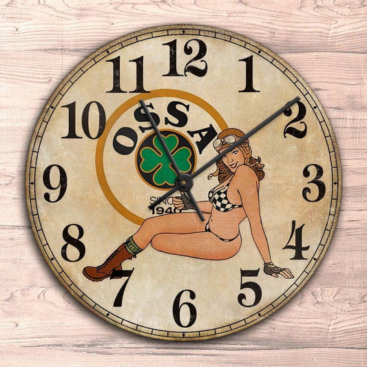 Ossa Pin-Up Vintage Vægur Rundt-Clock-Ossa-Garage Culture Shop- garage - man cave - merchandise