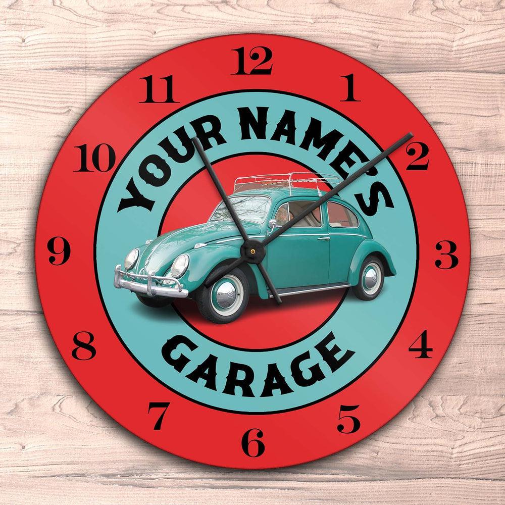 Personlig - Dit Navn Garage bil/motorcykel-billede - Vægur Rundt-Clock-Custom-Garage Culture Shop- garage - man cave - merchandise