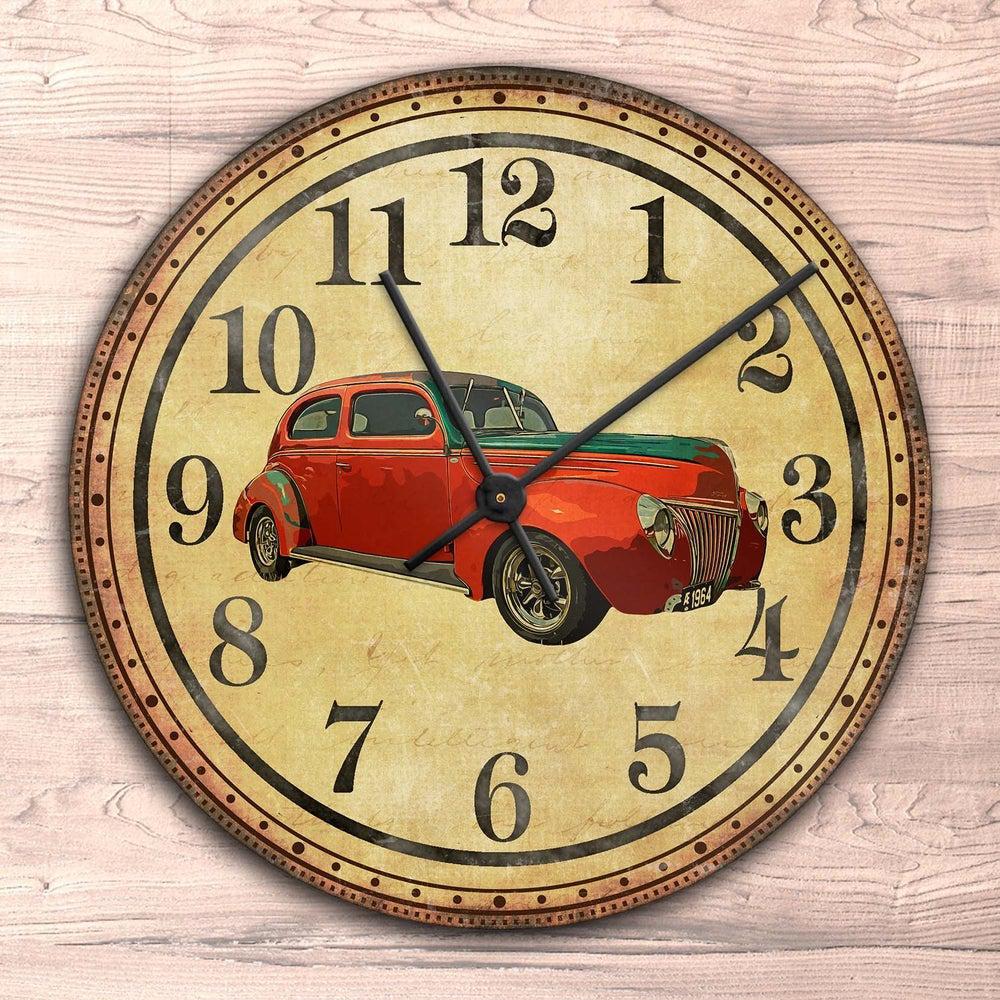 Personlig Til Dig - Digitale Portræt Af Din Bil/Mc (Farvet Vektor) - Vægur Rundt-Clock-Custom-Garage Culture Shop- garage - man cave - merchandise