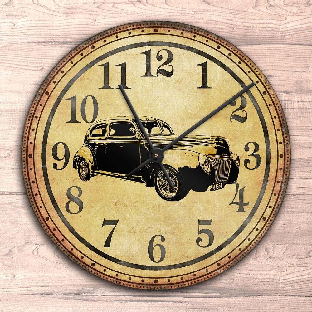 Personlig Til Dig - Digitale Portræt Af Din Bil/Mc (Sort Vektor) - Vægur Rundt-Clock-Custom-Garage Culture Shop- garage - man cave - merchandise