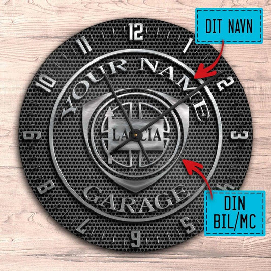 Personlig Til Dig - Your Name Garage - Vægur Rundt-Clock-Custom-Garage Culture Shop- garage - man cave - merchandise