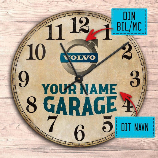 Personlig Til Dig - Your Name Garage - Vægur Rundt-Clock-Custom-Garage Culture Shop- garage - man cave - merchandise