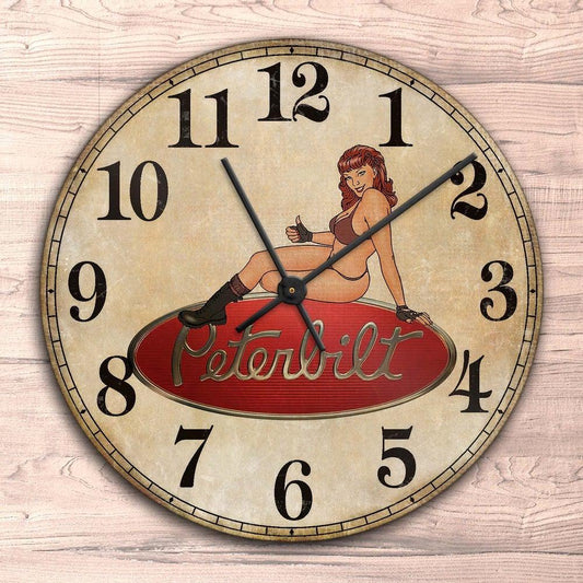 Peterbilt Pin-Up Vintage Vægur Rundt-Clock-Peterbilt-Garage Culture Shop- garage - man cave - merchandise