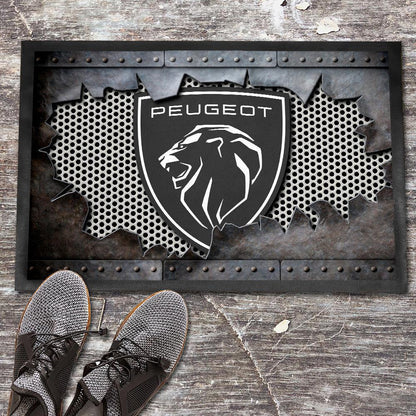 Peugeot Metal Ripped Dørmåtte-Dørmåtte-Peugeot-Garage Culture Shop- garage - man cave - merchandise
