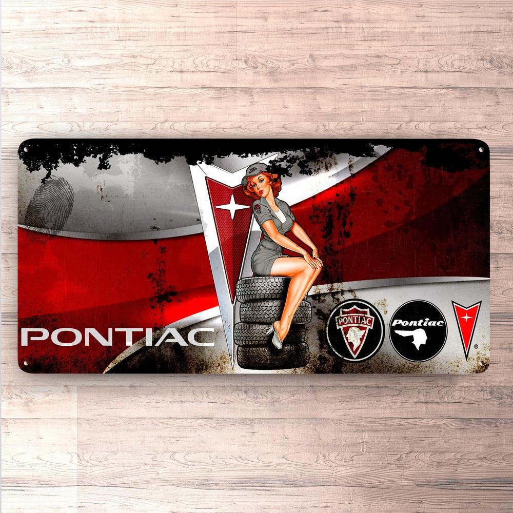 Pontiac Pin-Up Vintage 30x60cm Skilt-Skilte-Pontiac-Garage Culture Shop- garage - man cave - merchandise