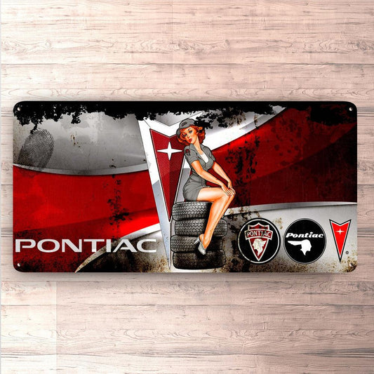 Pontiac Pin-Up Vintage 30x60cm Skilt-Skilte-Pontiac-Garage Culture Shop- garage - man cave - merchandise