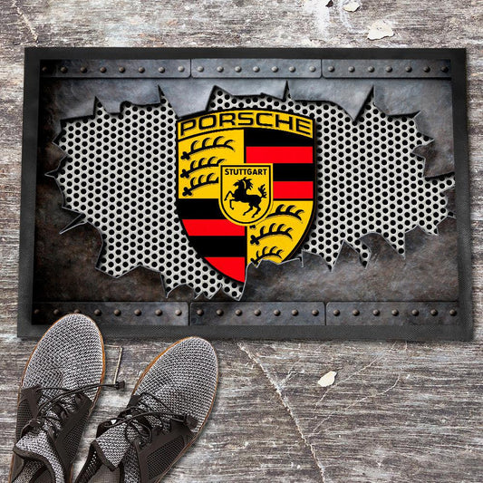Porsche Metal Ripped Dørmåtte-Dørmåtte-Porsche-Garage Culture Shop- garage - man cave - merchandise