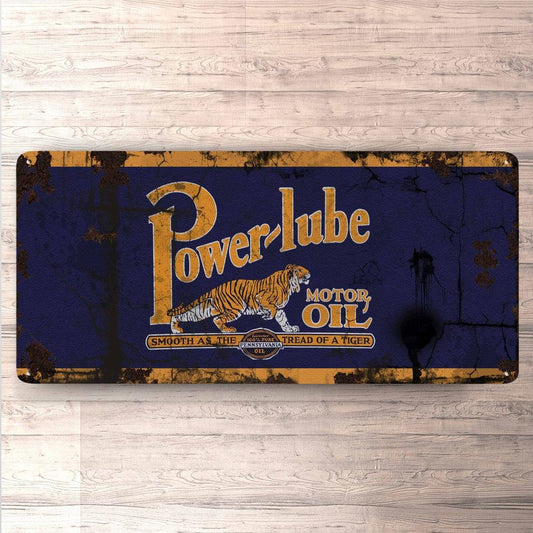Powerlube Motor Oil Vintage 30x60cm Skilt-Skilte-Motoroil-Garage Culture Shop- garage - man cave - merchandise