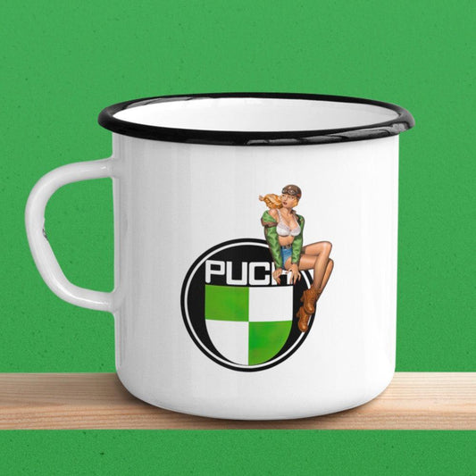 Puch Pinup Vintage Emaljekrus-Krus-Puch-Garage Culture Shop- garage - man cave - merchandise