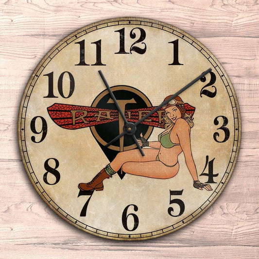 Ratier Pin-Up Vintage Vægur Rundt-Clock-Ratier-Garage Culture Shop- garage - man cave - merchandise