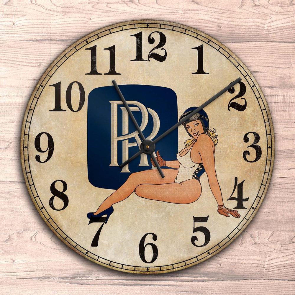 Rolls Royce Pin-Up Vintage Vægur Rundt-Clock-Rolls Royce-Garage Culture Shop- garage - man cave - merchandise