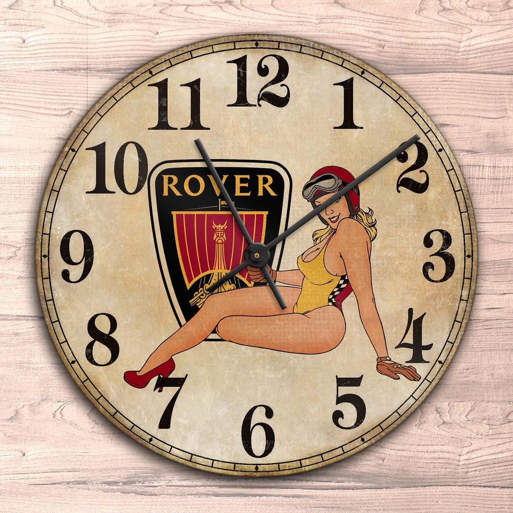 Rover Pin-Up Vintage Vægur Rundt-Clock-Rover-Garage Culture Shop- garage - man cave - merchandise