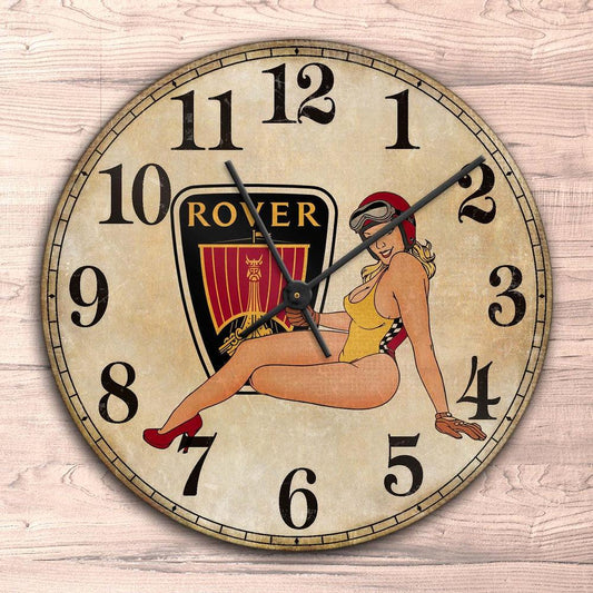 Rover Pin-Up Vintage Vægur Rundt-Clock-Rover-Garage Culture Shop- garage - man cave - merchandise